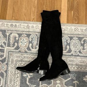 Suede over the knee legging boots